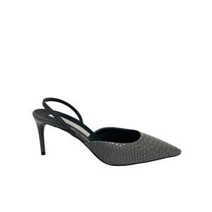 STELLA MCCARTNEY Gray Leather Python Slingback Pointed Toe Heels Pumps 36 US 6